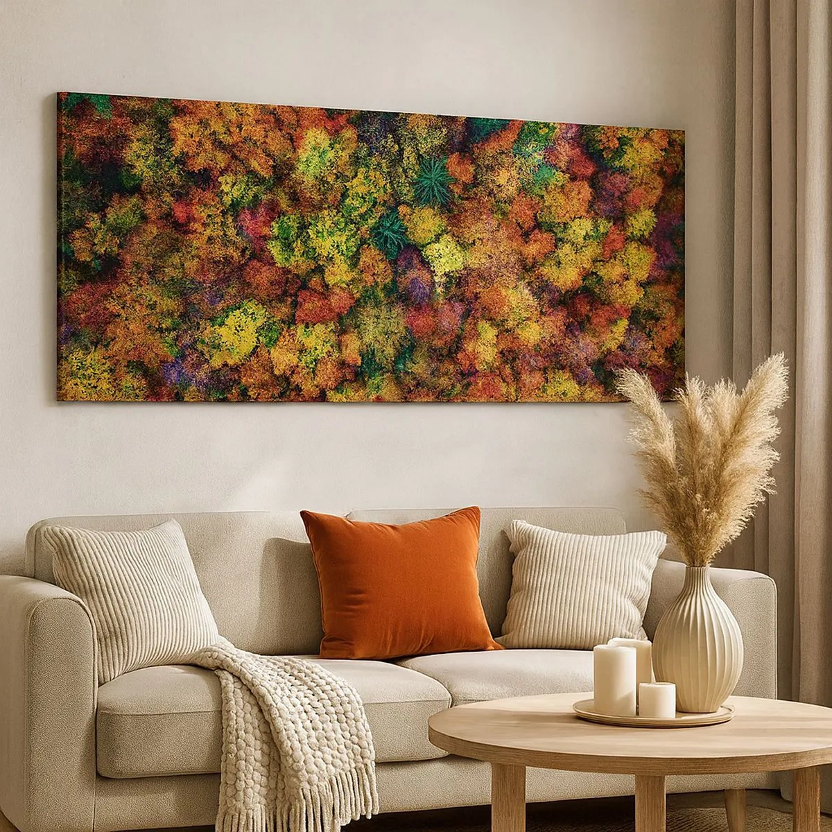 Impression sur toile - Image sur toile - Bouquet d'arbres automnal - 100x40 cm