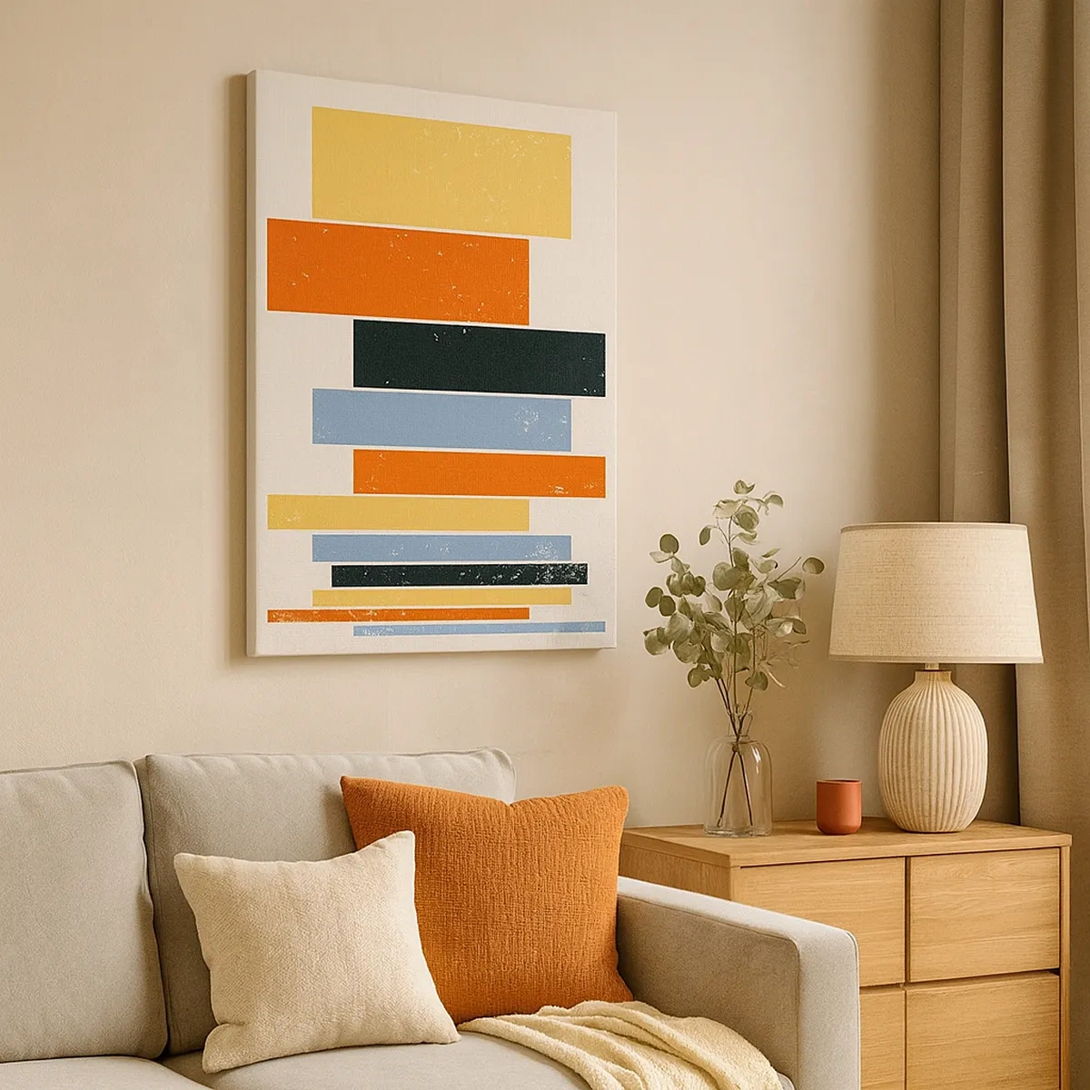 Impression sur toile - Image sur toile - Des rectangles colorés dans un arrangement moderne - 50x70cm - Notation musicale - Décoration murale moderne pour le salon et la chambre ARTTOR