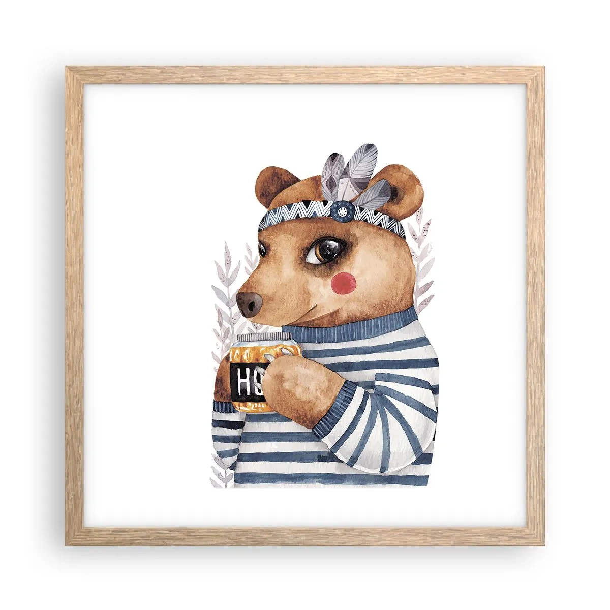 Affiche dans un chêne clair - Poster - Un nounours trop mignon - 40x40 cm