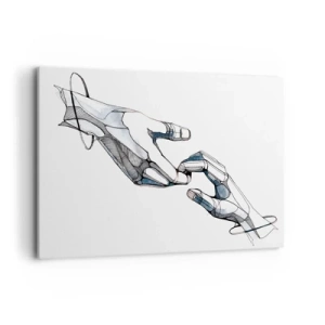 Impression sur toile - Image sur toile - Représentation artistique d'une main dans une forme minimaliste et géométrique - 120x80cm - Un bon geste - Décoration murale moderne pour le salon et la chambre ARTTOR