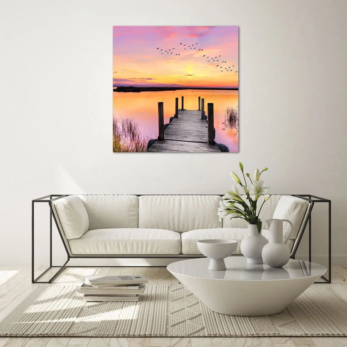 Impression sur verre - Image sur verre - Aube silencieuse violette - 60x60 cm