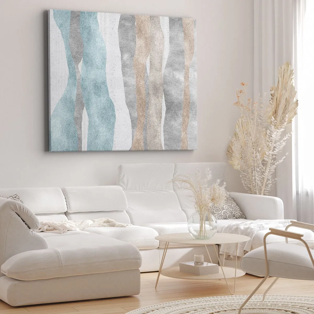 Impression sur toile - Image sur toile - Rayures abstraites aux tons pastel - 70x50cm - Une étude de proximité - Décoration murale moderne pour le salon et la chambre ARTTOR
