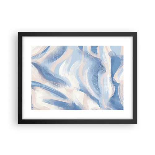 Affiche dans un cadre noir - Poster - Vagues bleues - 40x30 cm