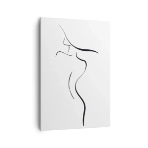 Impression sur toile - Image sur toile - Contour minimaliste d'une silhouette féminine sur fond blanc - 70x100cm - Insaisissable comme une vague - Décoration murale moderne pour le salon et la chambre ARTTOR
