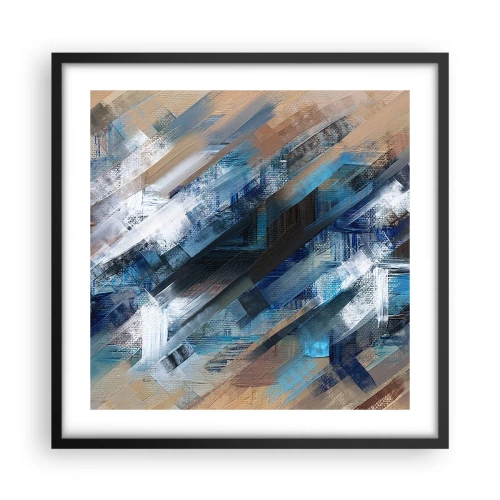 Affiche dans un cadre noir - Poster - Diagonale de bleus - 50x50 cm