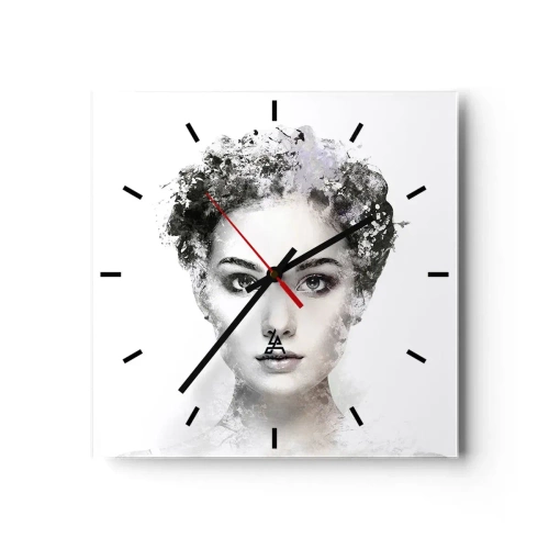 Horloge murale - Pendule murale - Un portrait artistique d'une femme aux accents abstraits délicats. - 30x30cm - Un portrait extrêmement stylé - Décoration murale moderne pour le salon et la chambre ARTTOR