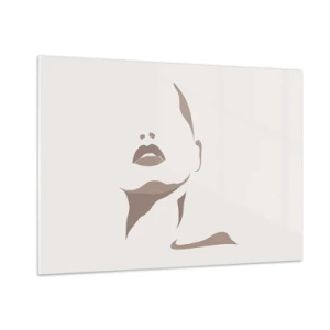 Impression sur verre - Image sur verre - Contour du visage et du cou d'une femme dans un style minimaliste - 100x70cm - Fait de lumière et d'ombre - Décoration murale moderne pour le salon et la chambre ARTTOR