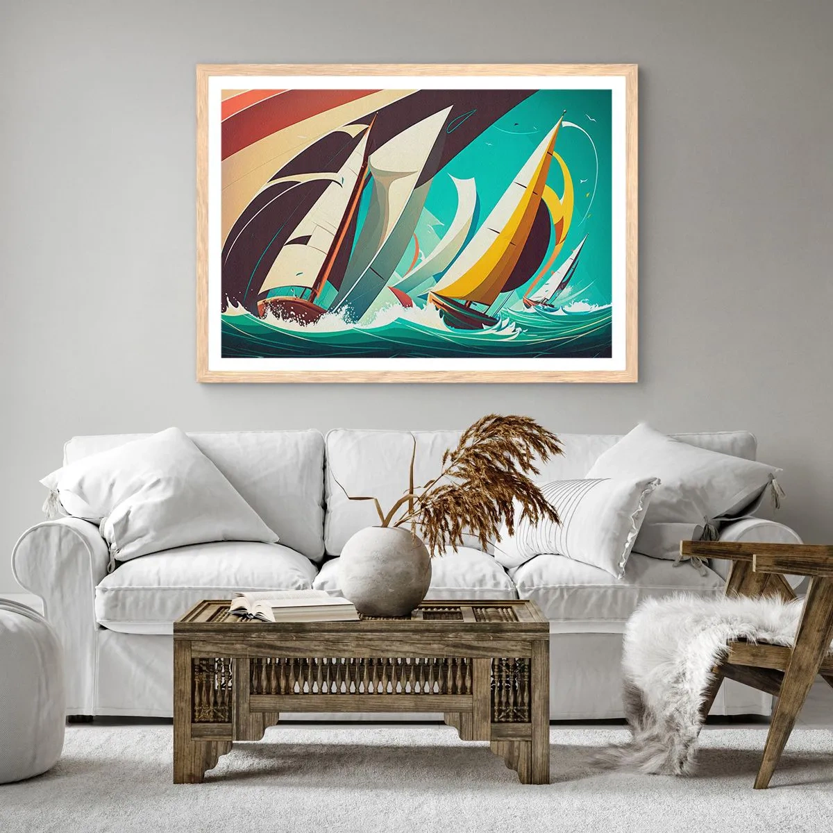 Affiche dans un chêne clair - Poster - Bonne chance avec les éléments - 100x70 cm