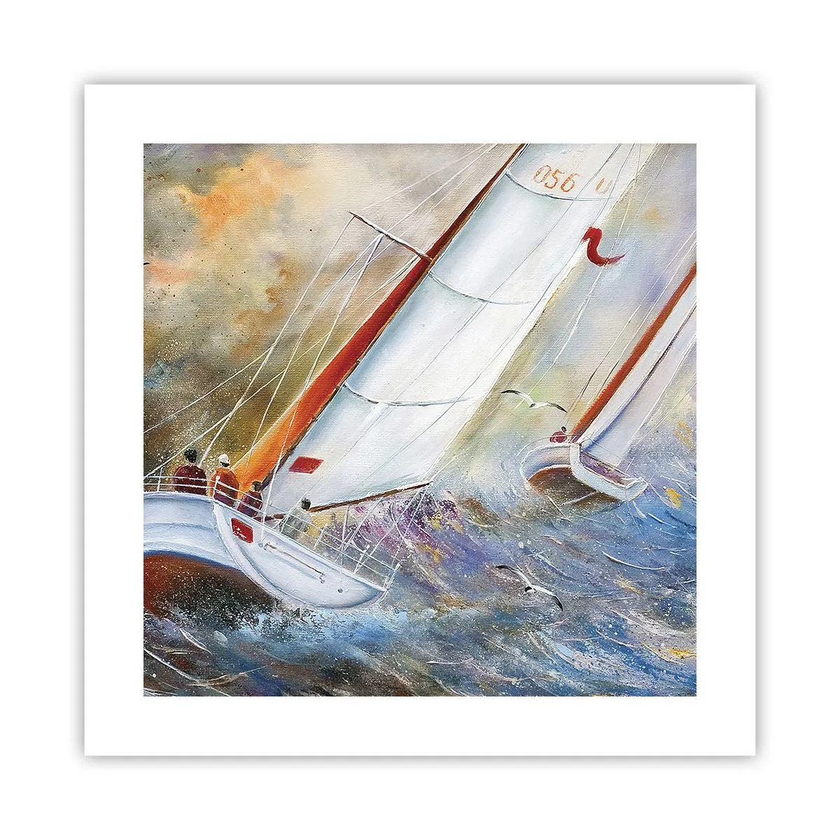 Affiche - Poster - Concourir sur les vagues - 40x40 cm
