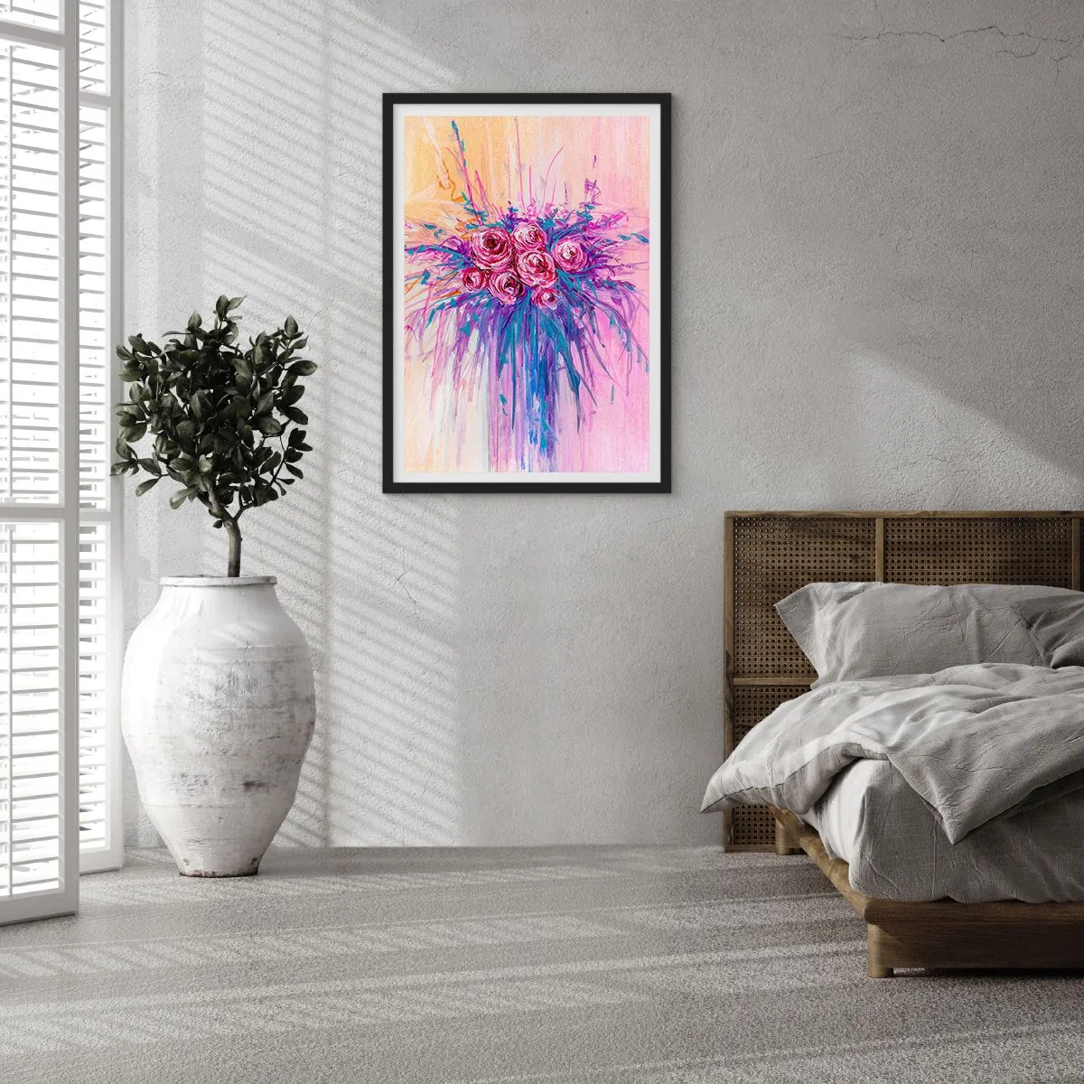 Affiche dans un cadre noir - Poster - Fontaine aux roses - 40x50 cm