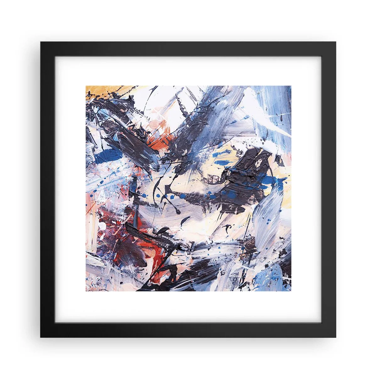 Affiche dans un cadre noir - Poster - La danse folle de l'abstrait - 30x30 cm