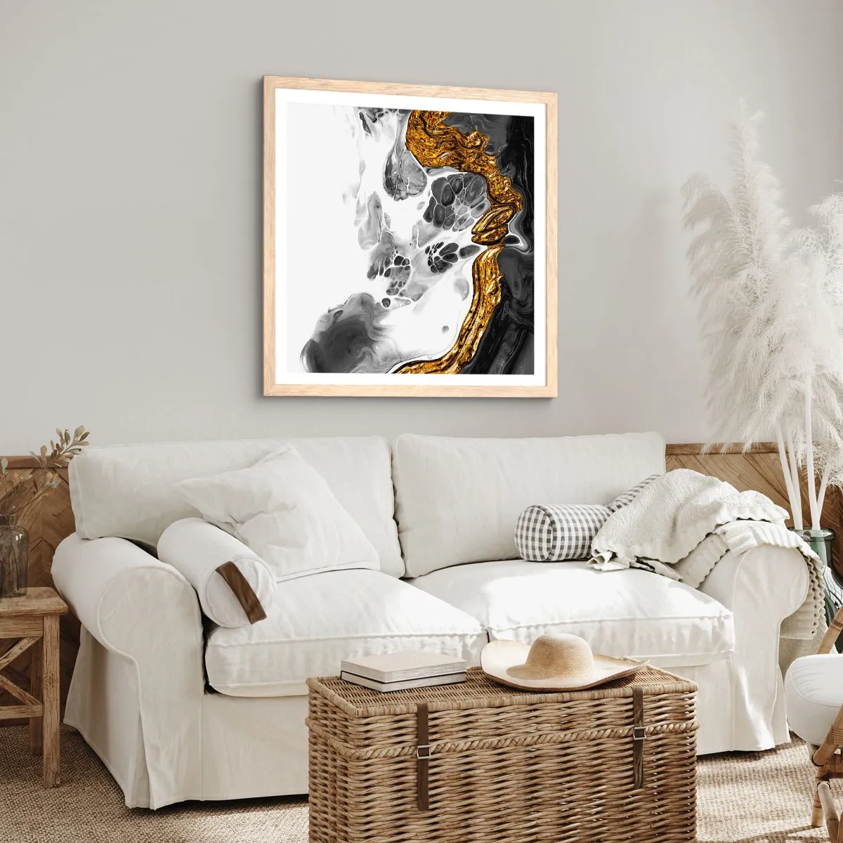 Affiche dans un chêne clair - Poster - Composition organique - 40x40 cm