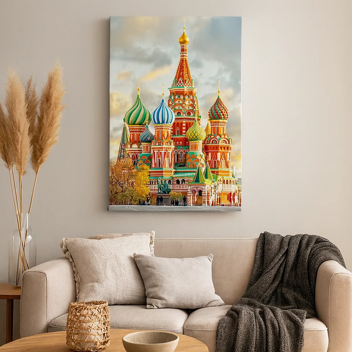 Impression sur toile - Image sur toile - Une cathédrale colorée avec des dômes caractéristiques - 50x70cm - Même Disney ne l'aurait pas proposé - Décoration murale moderne pour le salon et la chambre ARTTOR