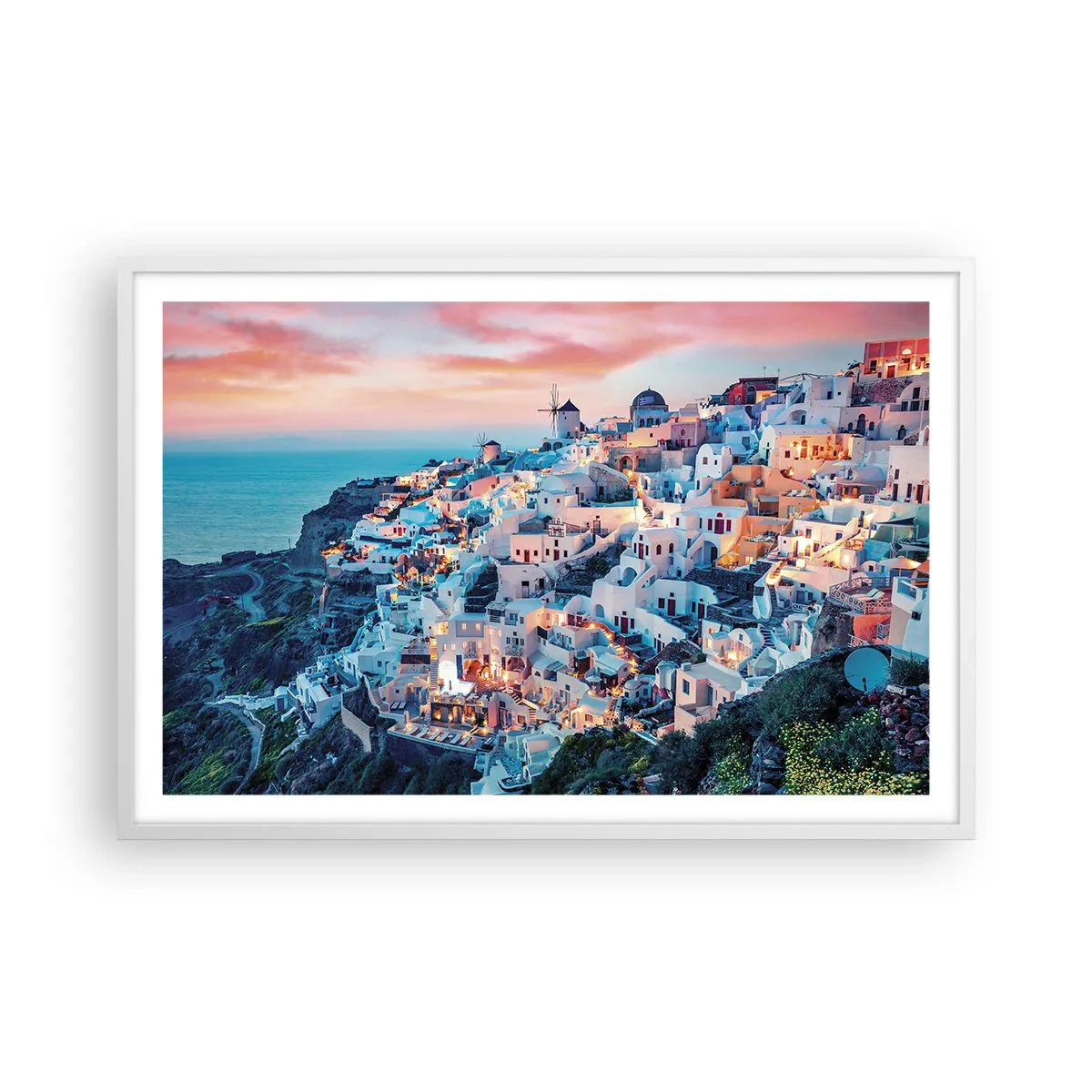 Affiche dans un cadre blanc - Poster - Vos grandes vacances en Grèce - 91x61 cm
