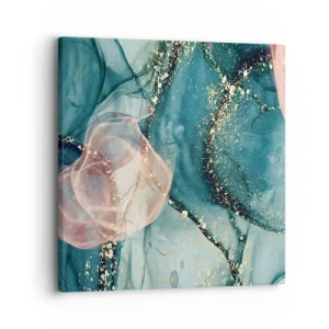Impression sur toile - Image sur toile - Soie bleu, tulle rose - 30x30 cm