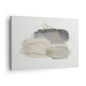 Impression sur toile - Image sur toile - Lignes dorées abstraites sur fond gris - 70x50cm - Durée et mouvement - Décoration murale moderne pour le salon et la chambre ARTTOR