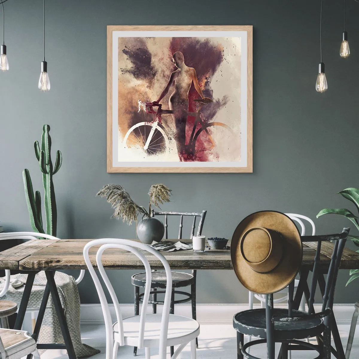 Affiche dans un chêne clair - Poster - Une âme de vélo aux formes marbrées - 30x30 cm