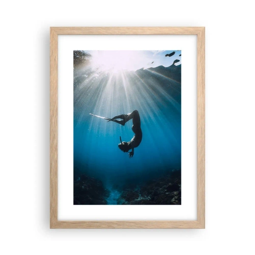 Affiche dans un chêne clair - Poster - Dans sous-marine - 30x40 cm