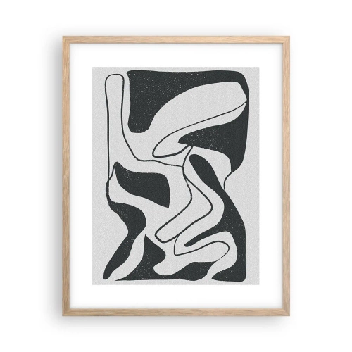 Affiche dans un chêne clair - Poster - Amusement de labyrinthe abstrait - 40x50 cm