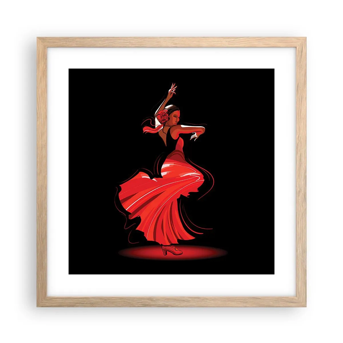 Affiche dans un chêne clair - Poster - L'esprit fougueux du flamenco - 40x40 cm