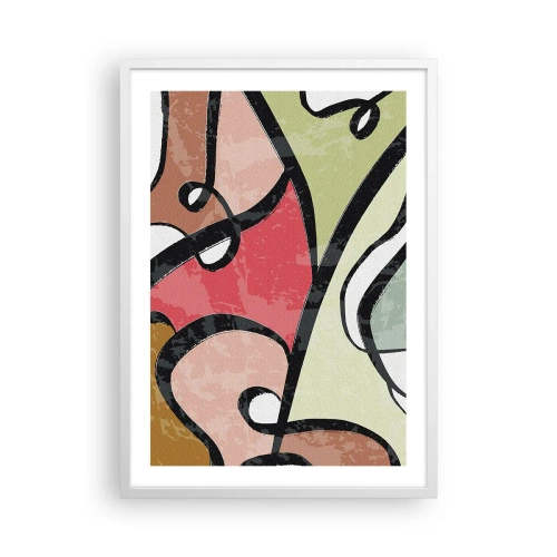 Affiche dans un cadre blanc - Poster - Pirouettes parmi les couleurs - 50x70 cm