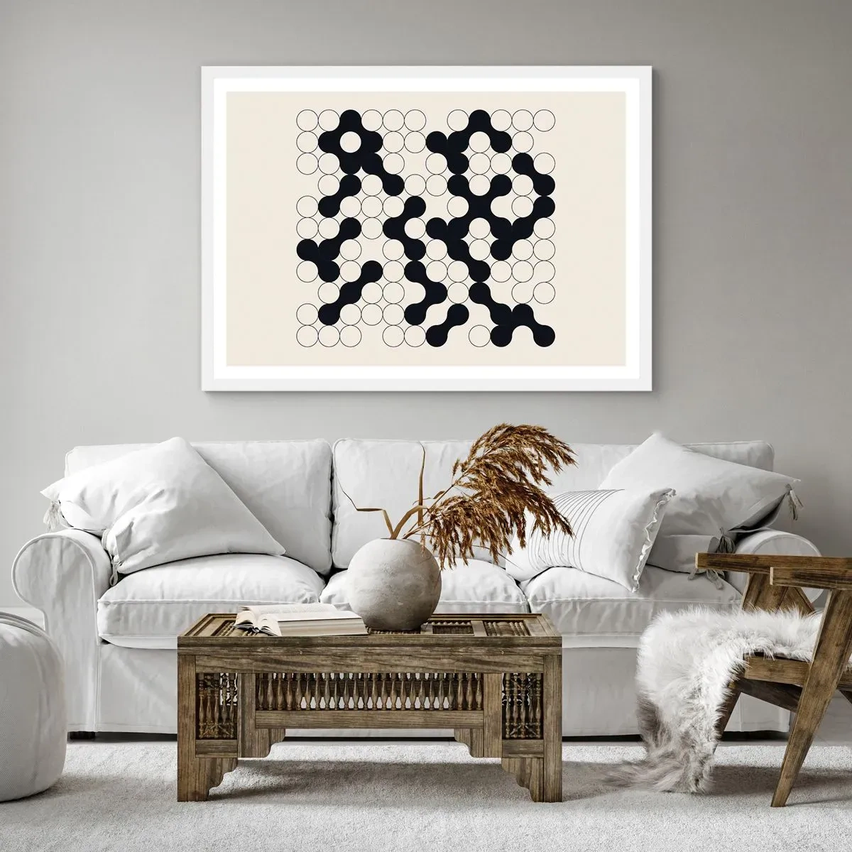 Affiche dans un cadre blanc - Poster - Jeu chinois – variation - 70x50 cm