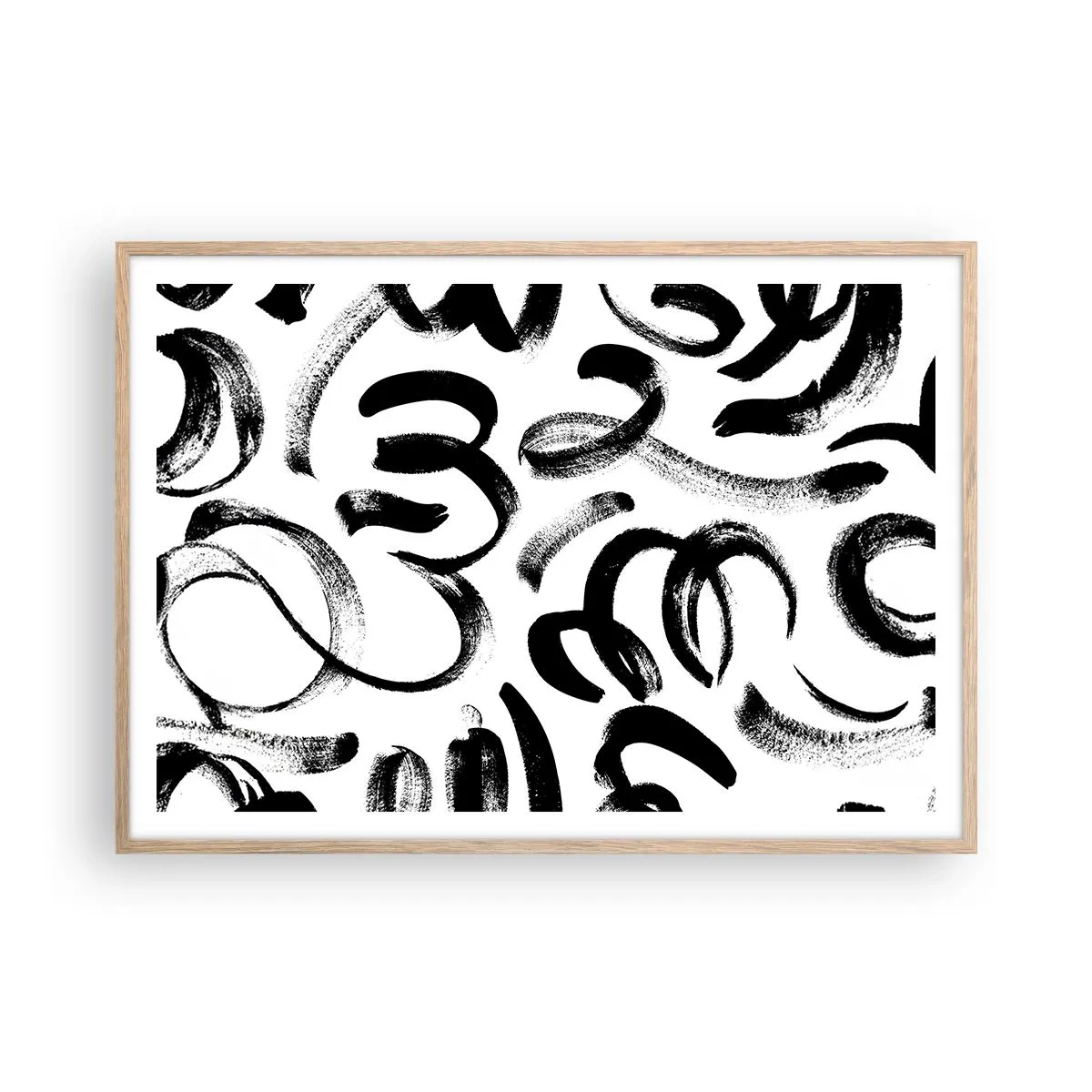 Affiche dans un chêne clair - Poster - Noir sur blanc - 100x70 cm