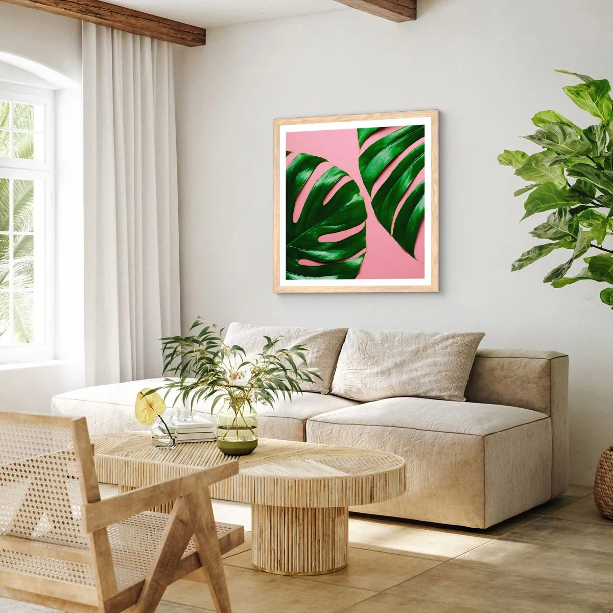 Affiche dans un chêne clair - Poster - Rendez-vous vert - 60x60 cm