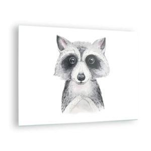 Impression sur verre - Image sur verre - Portrait d'un chien viverrin en noir et blanc - 70x50cm - Un moment pour s'émouvoir - Décoration murale moderne pour le salon et la chambre ARTTOR