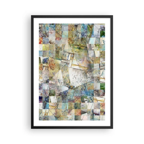 Affiche dans un cadre noir - Poster - Une mosaïque abstraite de formes géométriques dans des tons terreux. - 50x70cm - Remaniement géométrique - Décoration murale moderne pour le salon et la chambre ARTTOR