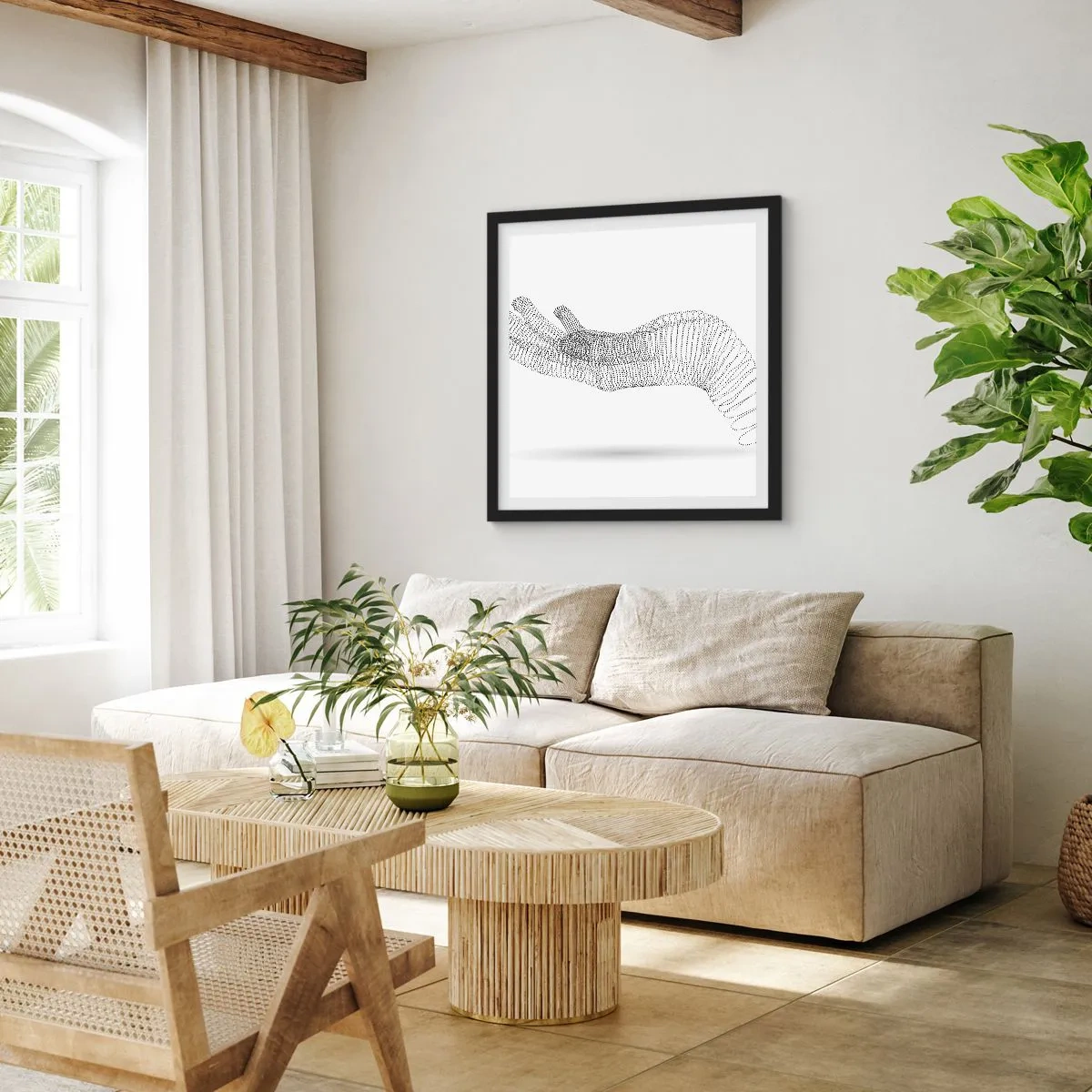 Affiche dans un cadre noir - Poster - La main ressort - 50x50 cm