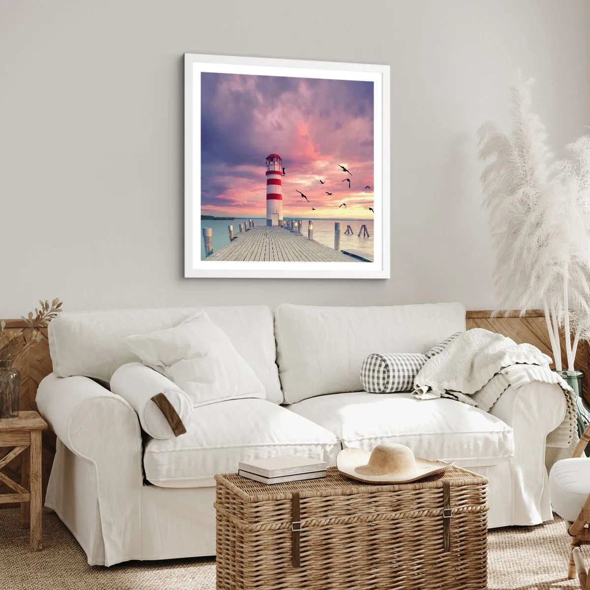 Affiche dans un cadre blanc - Poster - C'est l'heure d'aller au port - 60x60 cm