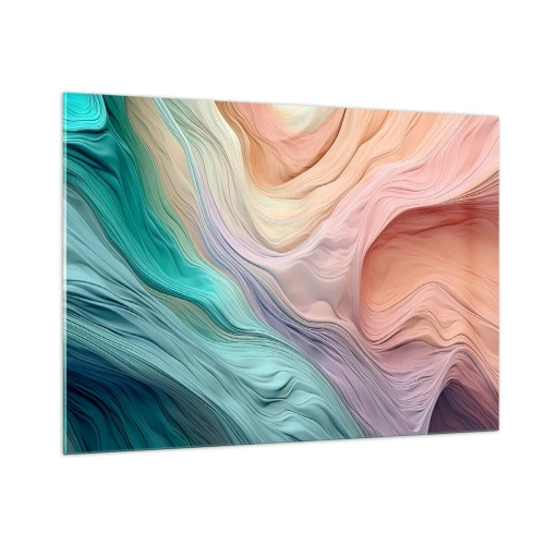 Impression sur verre - Image sur verre - Une abstraction colorée ressemblant à des vagues et des rochers - 100x70cm - Vague arc-en-ciel - Décoration murale moderne pour le salon et la chambre ARTTOR
