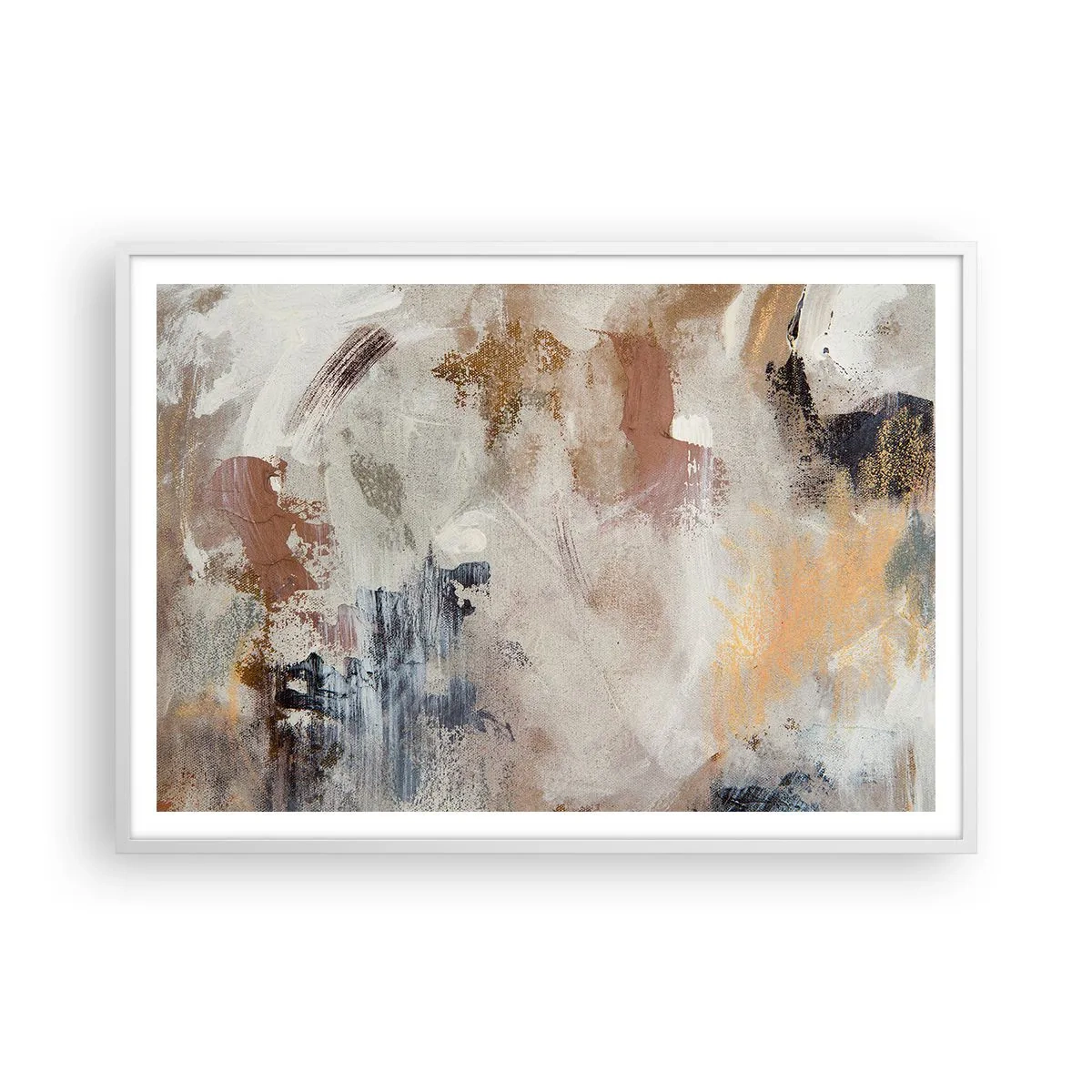 Affiche dans un cadre blanc - Poster - Abstraction brumeuse - 100x70 cm
