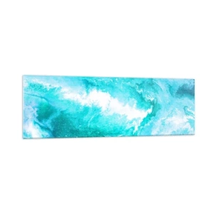 Impression sur verre - Image sur verre - Tourbillon abstrait dans les tons de bleu - 160x50cm - Au coeur de l'élément - Décoration murale moderne pour le salon et la chambre ARTTOR