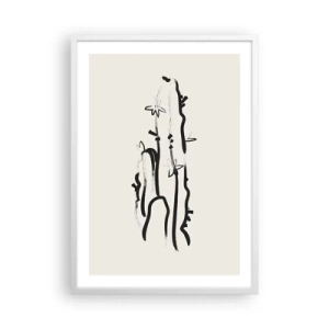 Affiche dans un cadre blanc - Poster - Herbe à fleurs - 50x70 cm