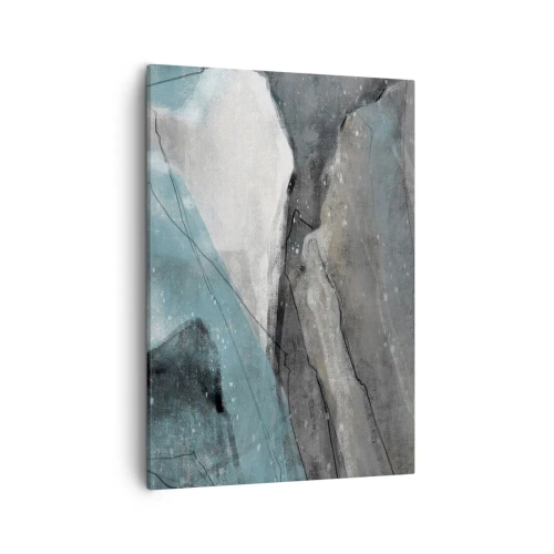 Impression sur toile - Image sur toile - Composition abstraite dans les tons de gris et de bleu - 50x70cm - Résumé : roches et glace - Décoration murale moderne pour le salon et la chambre ARTTOR