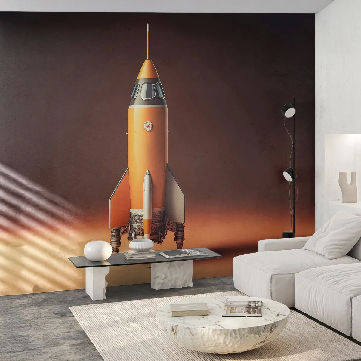 Papier Peint Photo Premium Canvas - Ça commence par un rêve - Une fusée spatiale, Crayon, Science - 250x175 cm