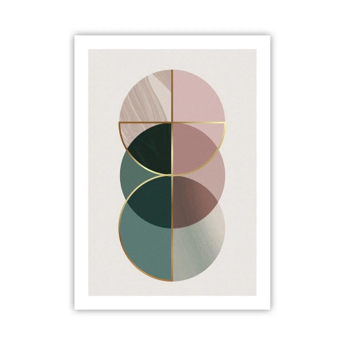 Affiche - Poster - Composition géométrique abstraite avec des cercles et de l'or - 50x70cm - Cercles après cercles - Décoration murale moderne pour le salon et la chambre ARTTOR