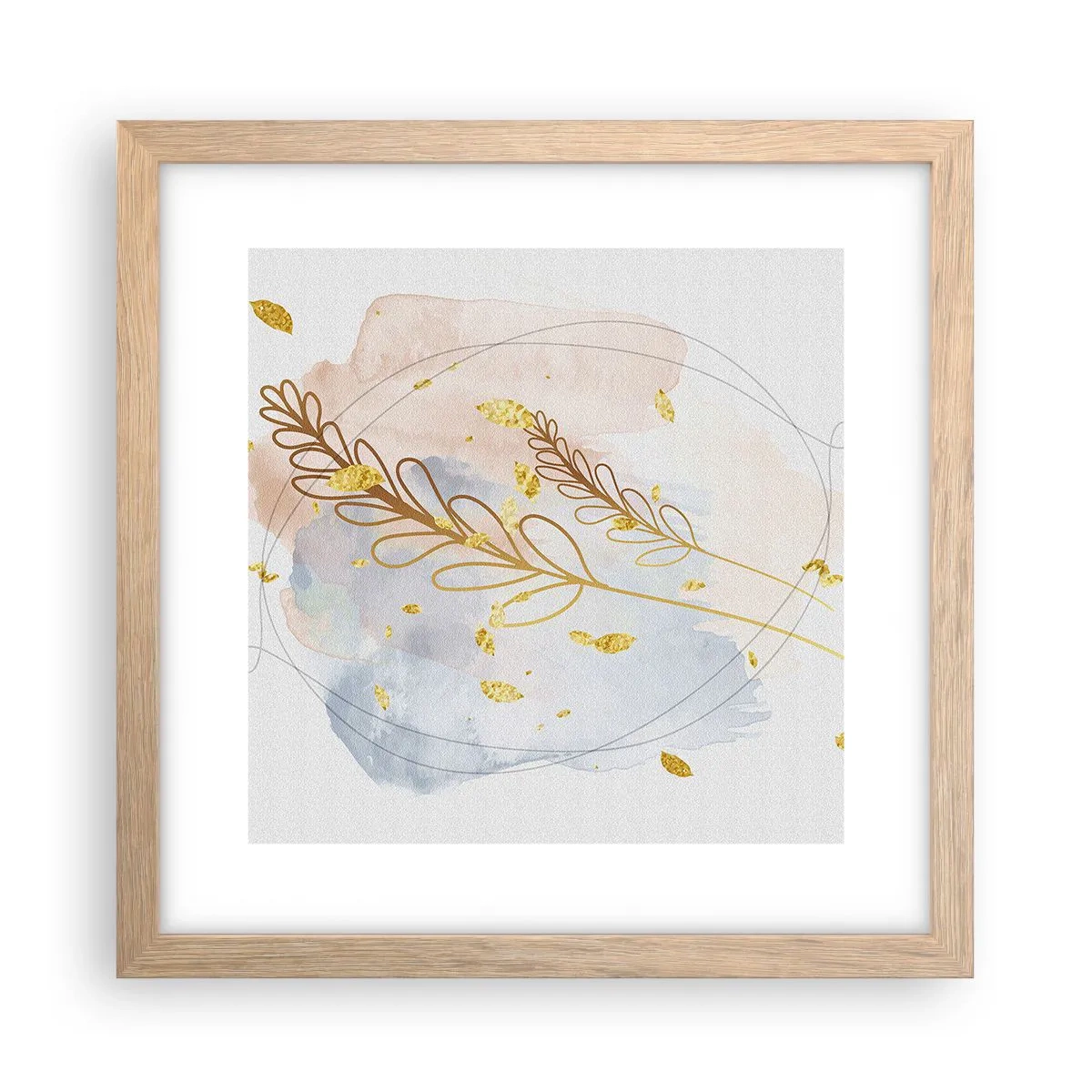 Affiche dans un chêne clair - Poster - Explosion d'or - 30x30 cm