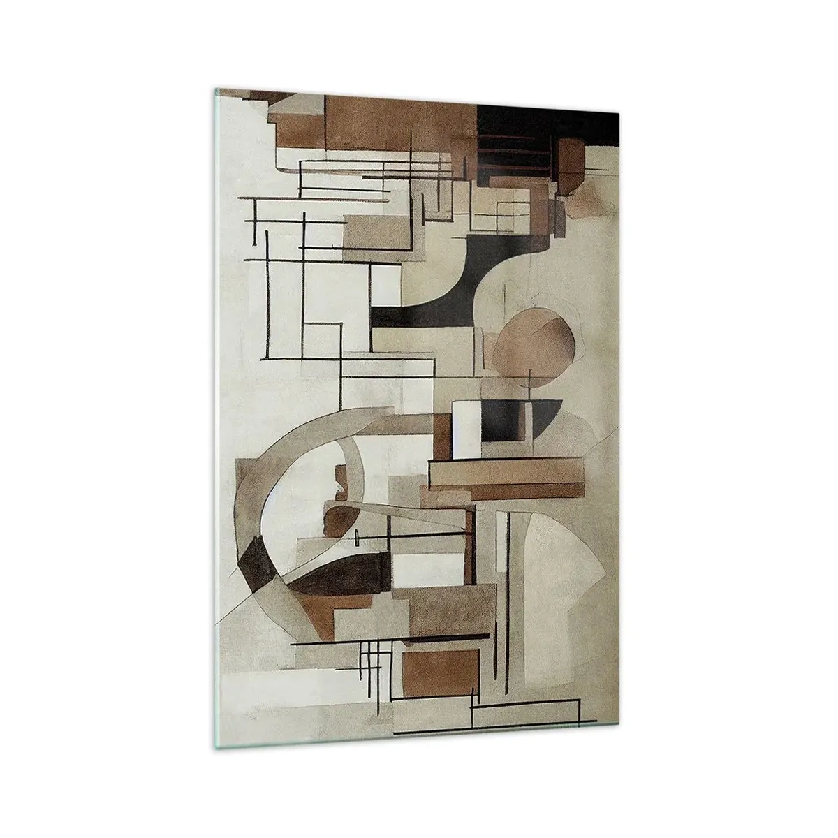 Impression sur verre - Image sur verre - Abstraction architecturale en beige et marron - 70x100cm - Paysage urbain 2.0 - Décoration murale moderne pour le salon et la chambre ARTTOR