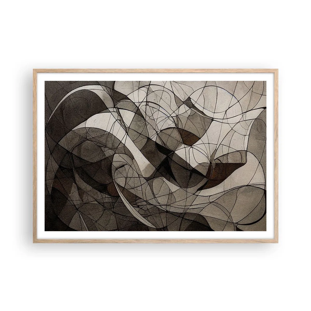 Affiche dans un chêne clair - Poster - Circulation des couleurs de la terre - 100x70 cm