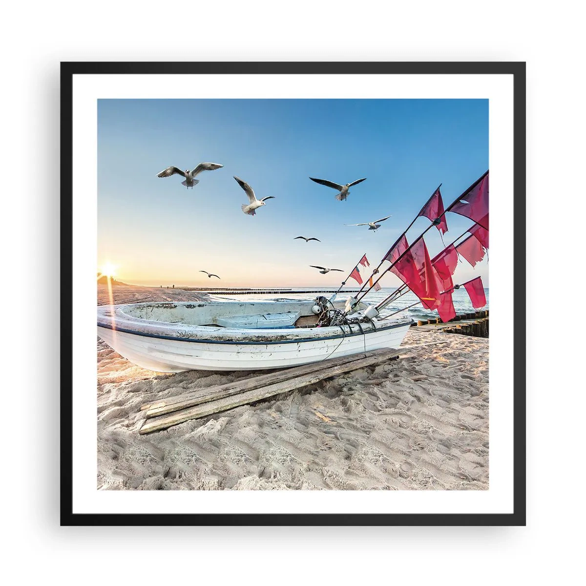 Affiche dans un cadre noir - Poster - Repos mérité - 60x60 cm