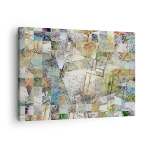Impression sur toile - Image sur toile - Abstraction colorée avec des formes et des lignes géométriques - 70x50cm - Remaniement géométrique - Décoration murale moderne pour le salon et la chambre ARTTOR