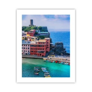 Affiche - Poster - Petite ville magique de méditerranée - 40x50 cm