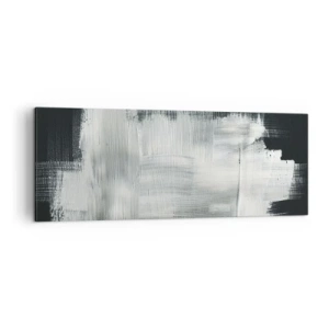 Impression sur toile - Image sur toile - Traits abstraits blancs sur fond sombre - 140x50cm - Tissé à la verticale et à l'horizontale - Décoration murale moderne pour le salon et la chambre ARTTOR