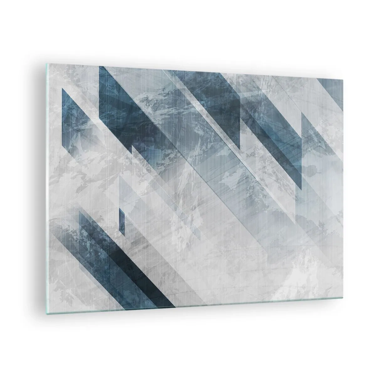 Impression sur verre - Image sur verre - Rayures géométriques dans les tons de gris et bleu marine - 70x50cm - Composition spatiale - mouvement gris - Décoration murale moderne pour le salon et la chambre ARTTOR