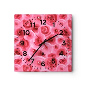Horloge murale - Pendule murale - Roses en-haut et en-bas - 40x40 cm