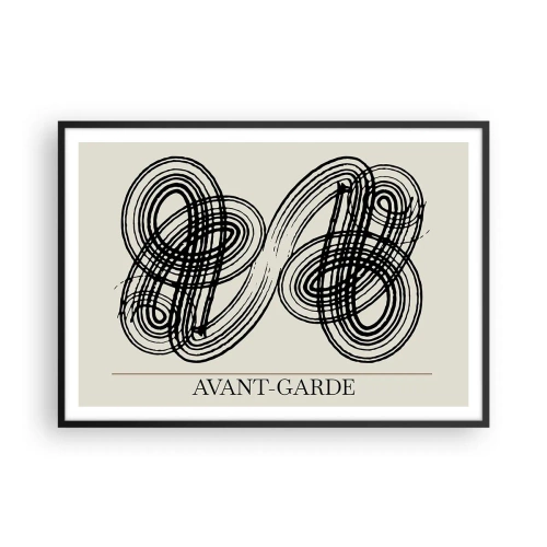 Affiche dans un cadre noir - Poster - Lignes noires abstraites sur fond clair dans un style avant-gardiste. - 100x70cm - C'est venu spontanément - Décoration murale moderne pour le salon et la chambre ARTTOR