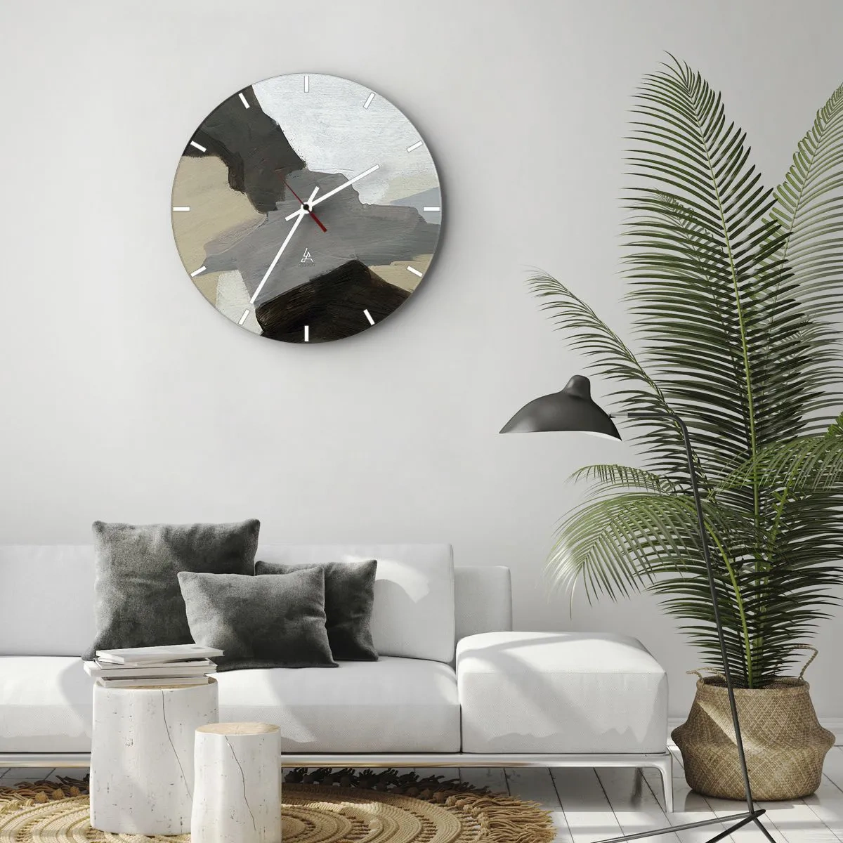 Horloge murale - Pendule murale - Abstraction : le carrefour du gris - 30x30 cm